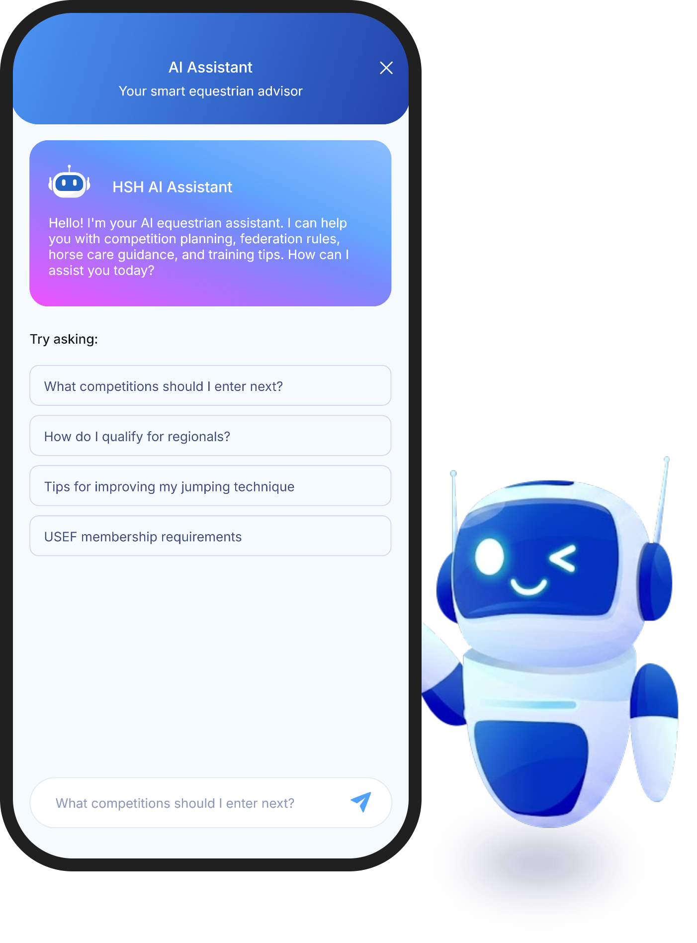 EQ NAV AI equestrian assistant on mobile
